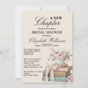 Elegant Floral A New Chapter Bridal Shower Invitation