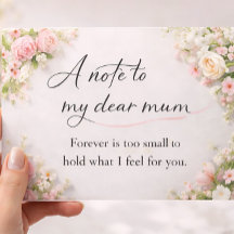Elegant Floral “A Note to My Dear Mum” Card 