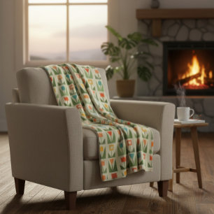 Elegant Floral Abstract Spring Fleece Blanket