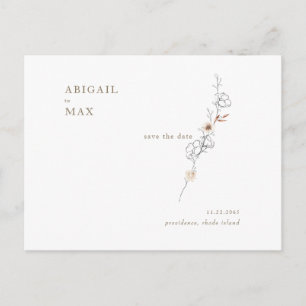 Elegant Floral Accent Wedding Save the Date Postcard