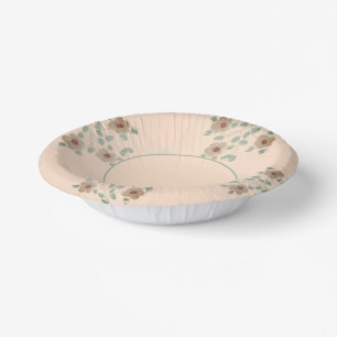 Elegant Floral Accented Peach Paper Designer Bowl Plate