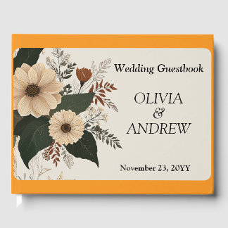 Elegant floral accents and colour palette wedding guest book