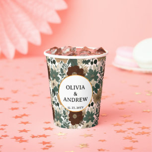 Elegant floral accents soft colour palette paper cups
