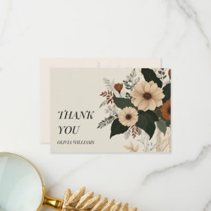 Elegant floral accents soft colour palette thank you card
