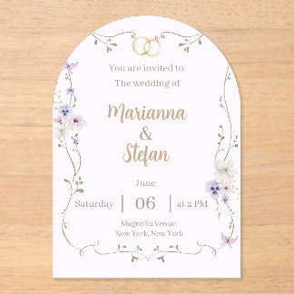Elegant Floral Acrylic Wedding Invitation Editable