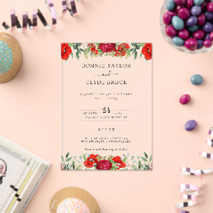 Elegant Floral Acrylic Wedding Invitation Suite
