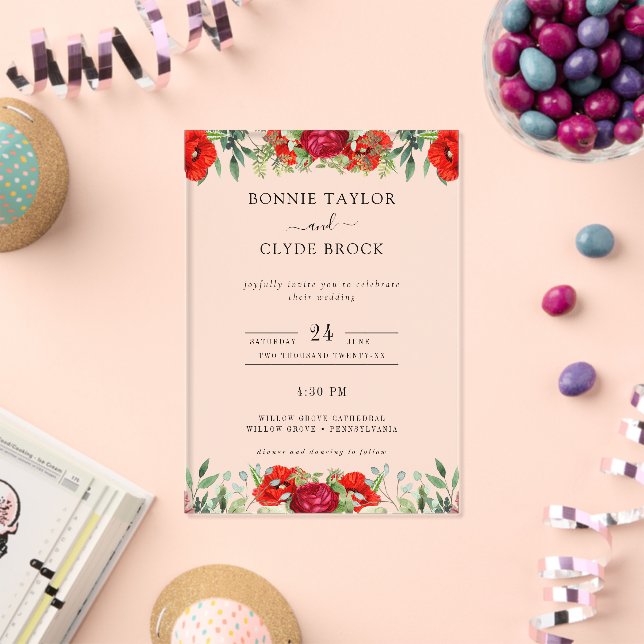 Elegant Floral Acrylic Wedding Invitation Suite (Insitu (Celebration))