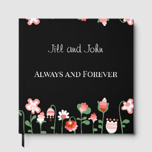 Elegant Floral and Black Wedding Guest Book