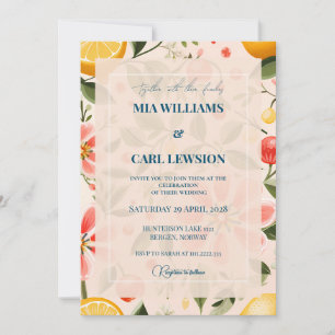 Elegant Floral And Blush Pink Wedding Invitation