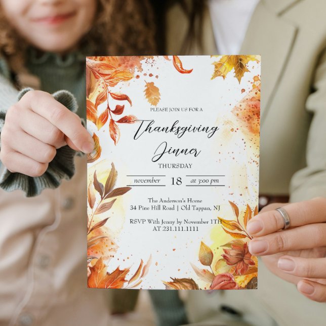 Elegant Floral and Fall colours Thanksgiving Dinne Invitation (Creator Uploaded)