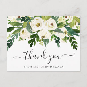 Elegant Floral and Greenery Business Thank You Postcard