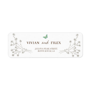 Elegant Floral and Mini Butterfly Return Address