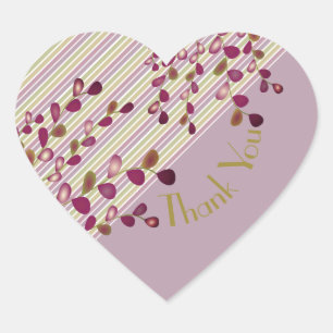 Elegant Floral And Stripe Heart Sticker
