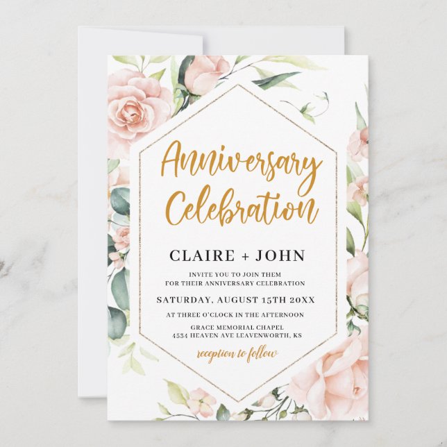 Elegant Floral Anniversary Invitation (Front)