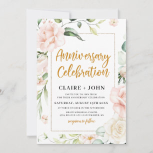 Elegant Floral Anniversary Invitation