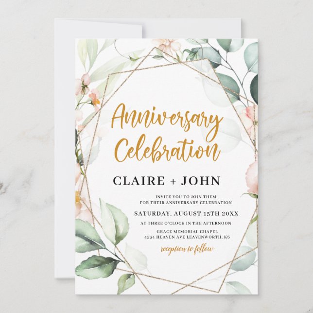 Elegant Floral Anniversary Invitation (Front)