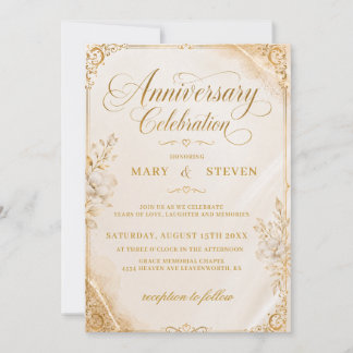 Elegant Floral Anniversary Invitation