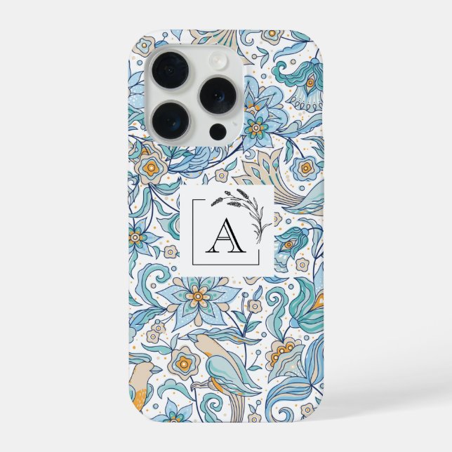 Elegant Floral Arabesque iPhone 15 Pro Case (Back)
