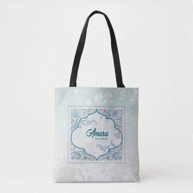 Elegant Floral Arabesque Tote Bag (Front)