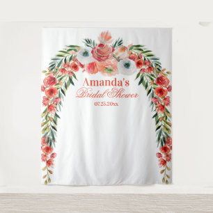 Elegant Floral Arch Bridal Shower Photo Backdrop Tapestry