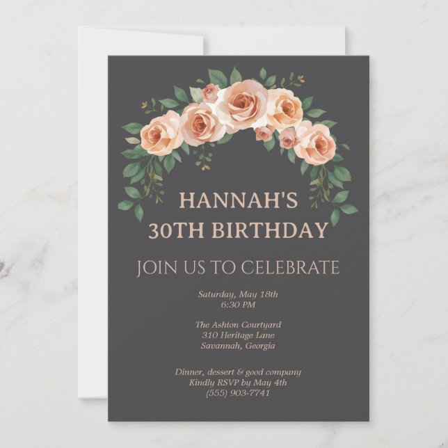 Elegant Floral Arch Frame Birthday Invitation (Front)