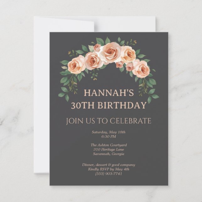 Elegant Floral Arch Frame Birthday Invitation (Front)