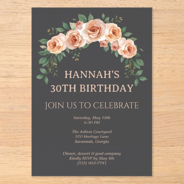 Elegant Floral Arch Frame Birthday Invitation (Front)