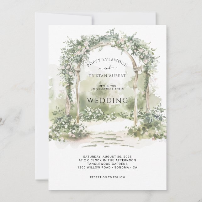 Elegant Floral Arch Garden Wedding Invitation (Front)