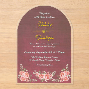 Elegant Floral Arch Garden Wedding Invite Acrylic Invitations