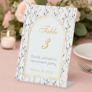 Elegant Floral Arch Retirement Party Pedestal Sign
