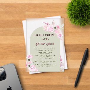 Elegant Floral Arch Summer Bachelorette Party Acrylic Invitations