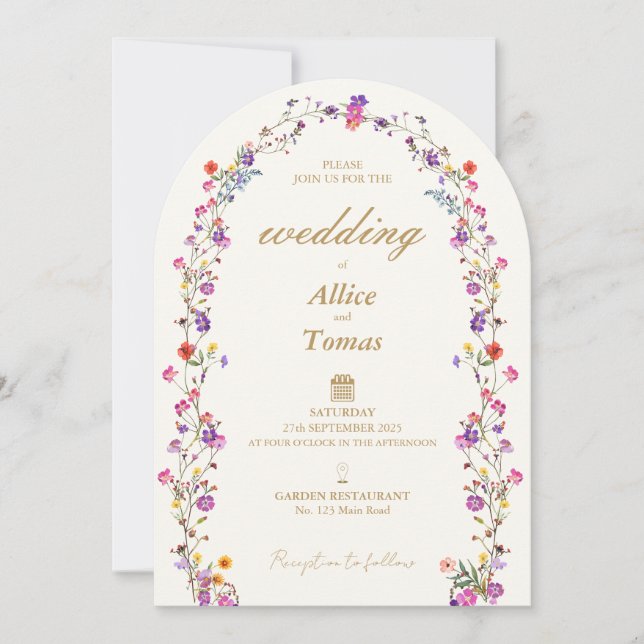 Elegant Floral Arch Wedding Invitation (Front)