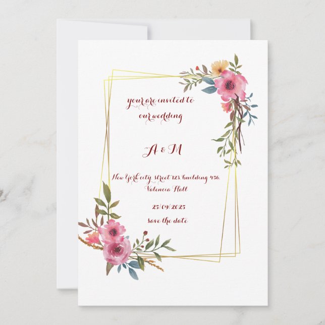 Elegant Floral Arch Wedding Invitation | (Front)