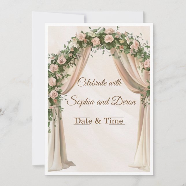 Elegant Floral Arch Wedding Invitation Template (Front)