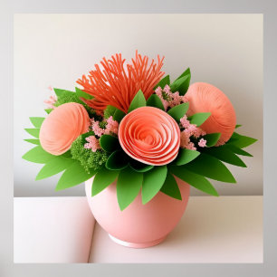 Elegant Floral Arrangement in Pastel Vase Poster