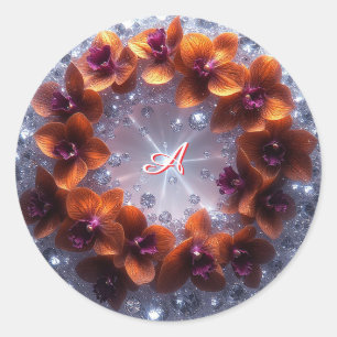Elegant Floral Arrangement with Orchids Classic Round Sticker