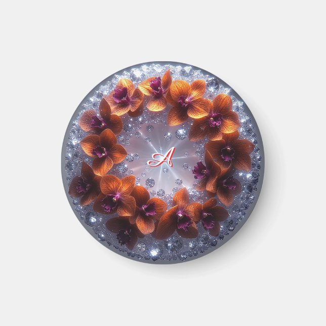 Elegant Floral Arrangement with Orchids Magnet (Front)