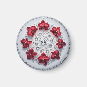 Elegant Floral Arrangement with Red Orchids Magnet