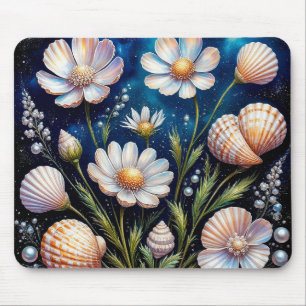 Elegant Floral Arrangement with Seashells Mouse Pad