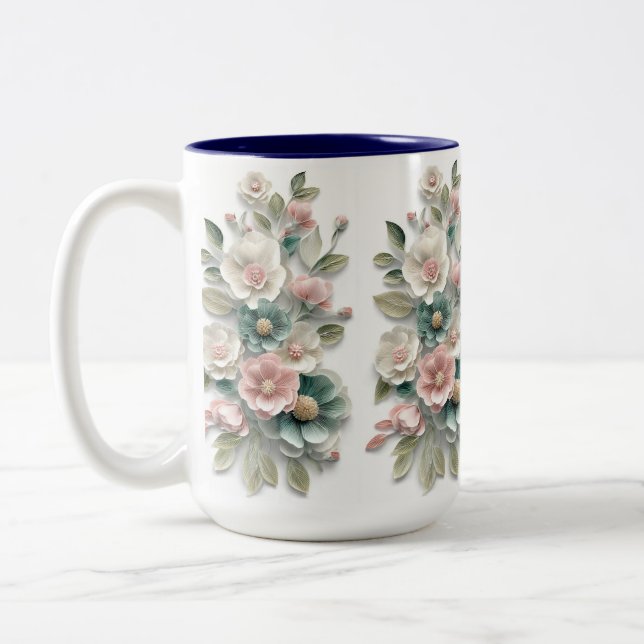 Elegant Floral Art Coffee Mug (Left)