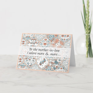 Elegant Floral Art Mother-in-law Happy Birthday Card