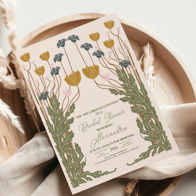 Elegant  Floral Art Nouveau Bridal Shower Invitation (Creator Uploaded)