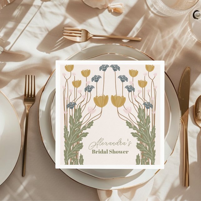 Elegant Floral Art Nouveau Bridal Shower Napkin (Creator Uploaded)