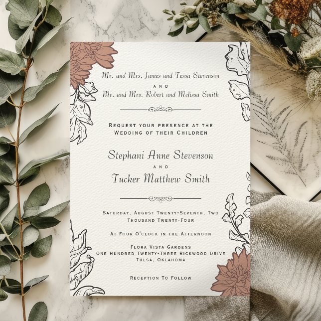 Elegant Floral Art Nouveau Formal Wedding Invitation (Creator Uploaded)