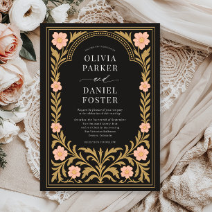 Elegant Floral Art Nouveau Wedding Invitation