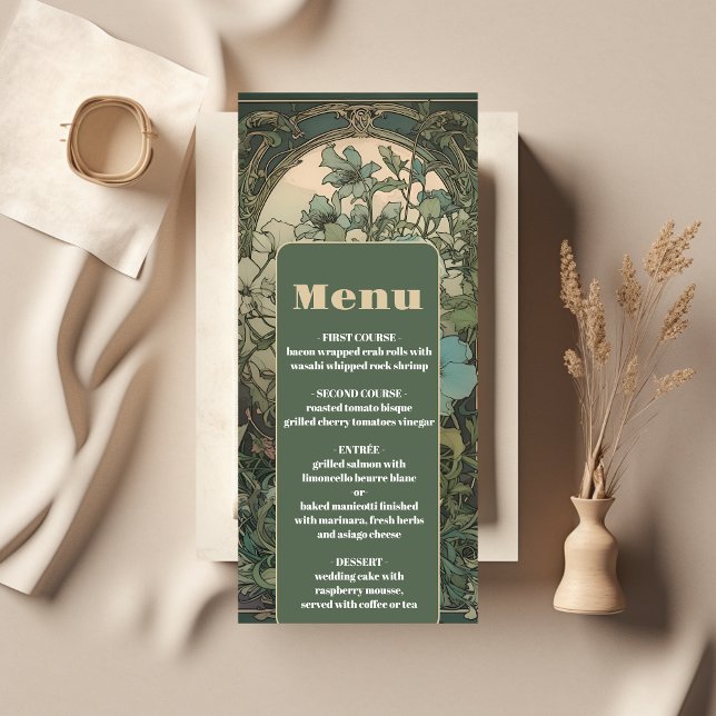 Elegant Floral Art Nouveau Wedding  Menu (Creator Uploaded)