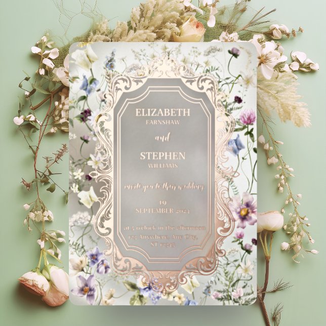Elegant Floral Autumn Foil Invitation (Creator Uploaded)