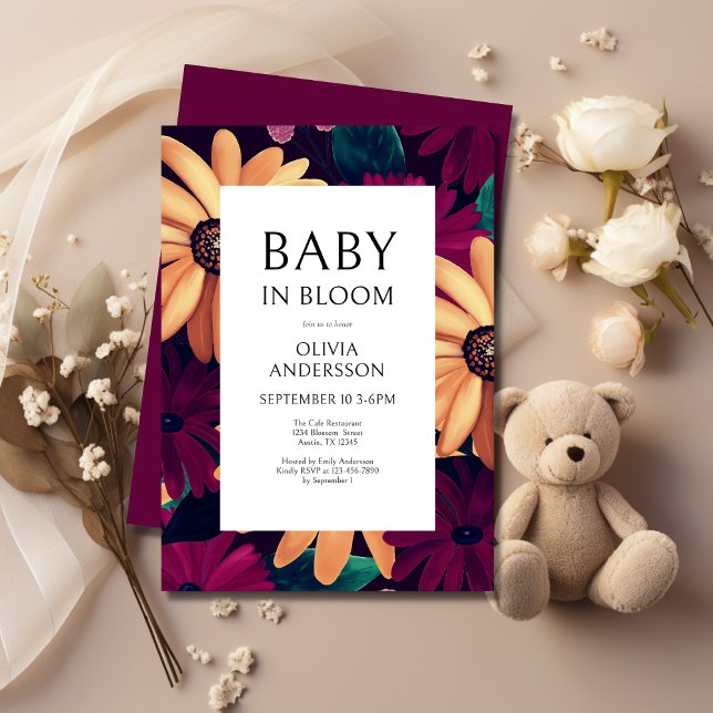 Elegant Floral Baby in Bloom Baby Shower  Invitation (Creator Uploaded)
