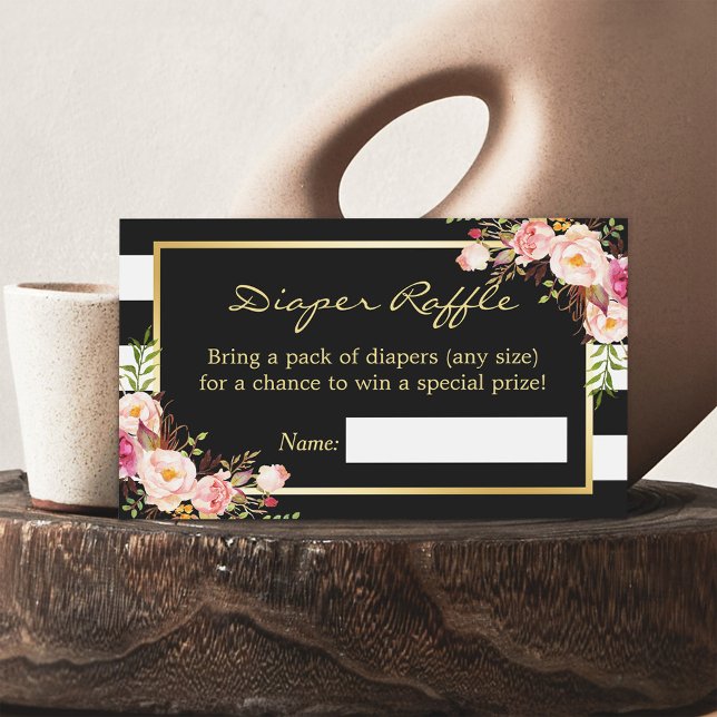 Elegant Floral Baby Shower Diaper Raffle Ticket (Creator Uploaded)
