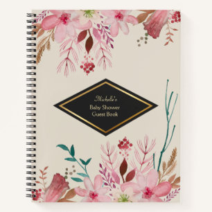 Elegant floral Baby Shower Guest Notebook